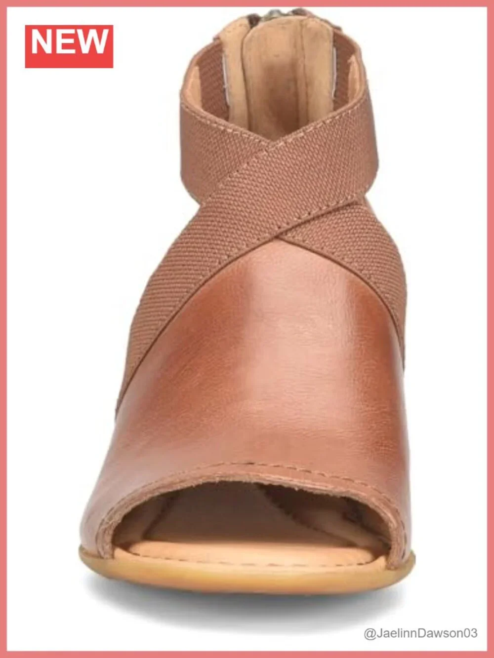 Born Women's Heeled Sandals Leather Block Heel Ankle Strap Open Toe 2 inch